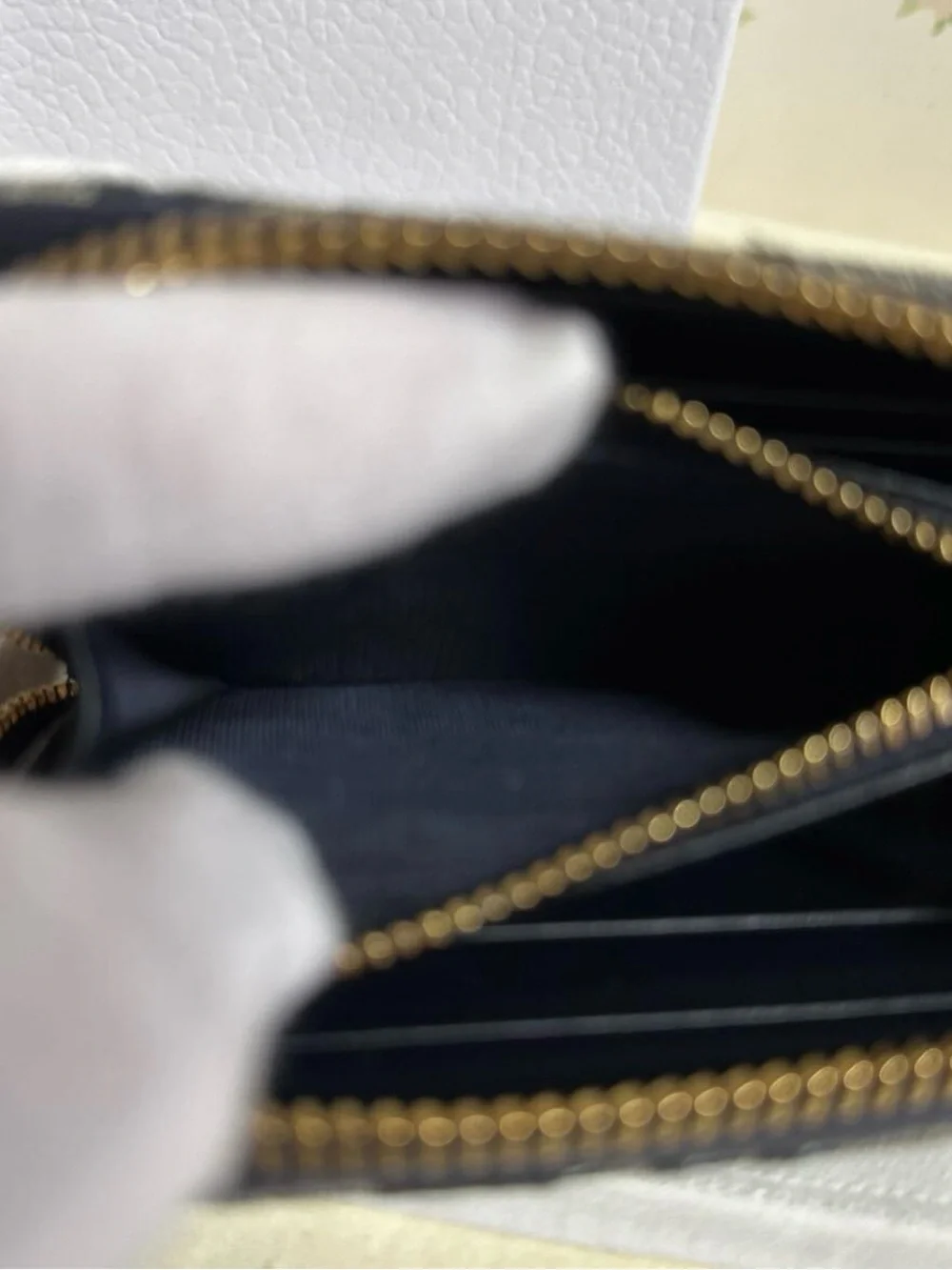 Dior Navy & Beige Oblique Zip Card/Coin Case Holder